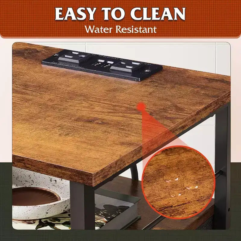 Table de chevet avec station de recharge, table d'appoint avec 2 tiroirs en tissu pour le rangement, petite commode de chambre à coucher, table d'appoint pour le salon
