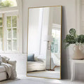 Gold Aluminum Slim Frame Full-Length Mirror with Bracket 180x100x1.5cm