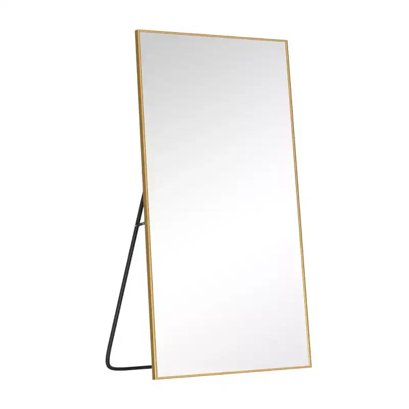 Miroir intégral avec cadre fin en aluminium doré et support 180x100x1.5cm