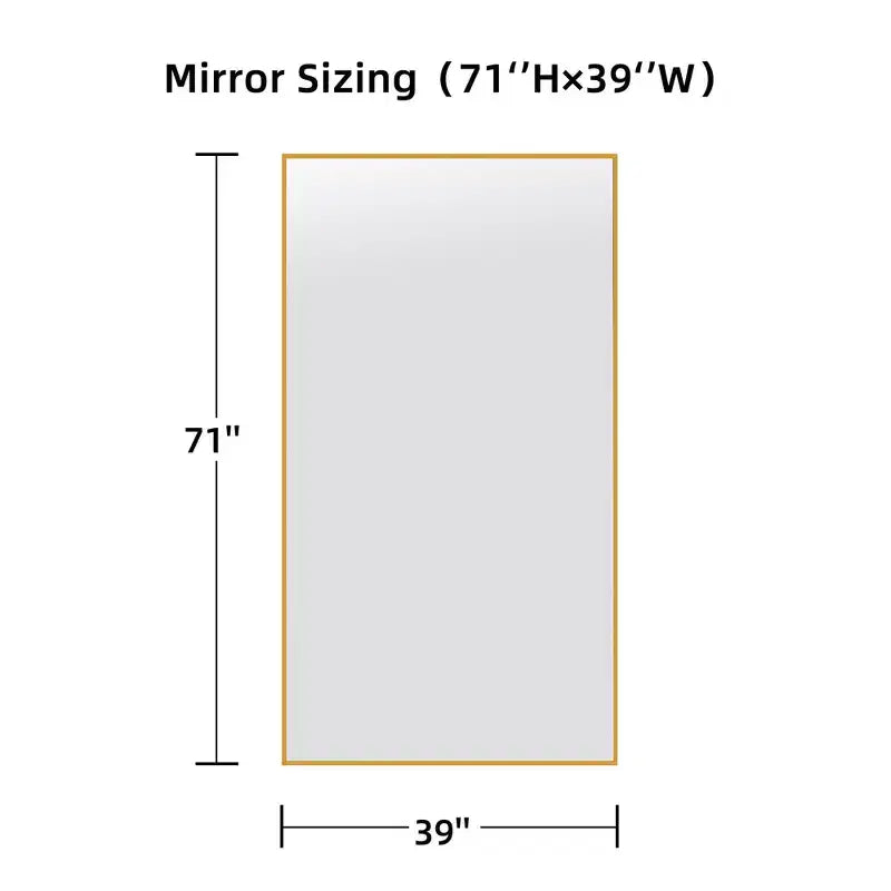 Miroir intégral avec cadre fin en aluminium doré et support 180x100x1.5cm