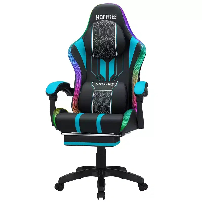 Fauteuil Gamer Massant XL Ergonomique de Bureau pour PC avec Haut-Parleur Bluetooth & Lumières RVB