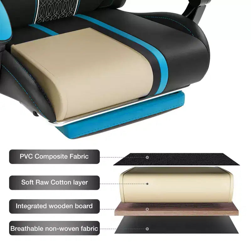 Fauteuil Gamer Massant XL Ergonomique de Bureau pour PC avec Haut-Parleur Bluetooth & Lumières RVB