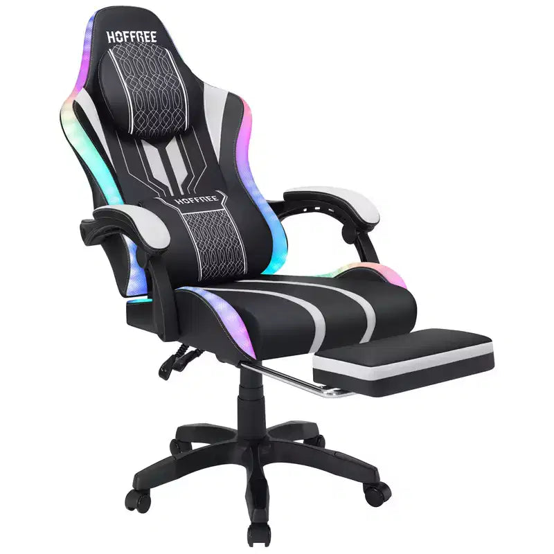 Fauteuil Gamer Massant XL Ergonomique de Bureau pour PC avec Haut-Parleur Bluetooth & Lumières RVB