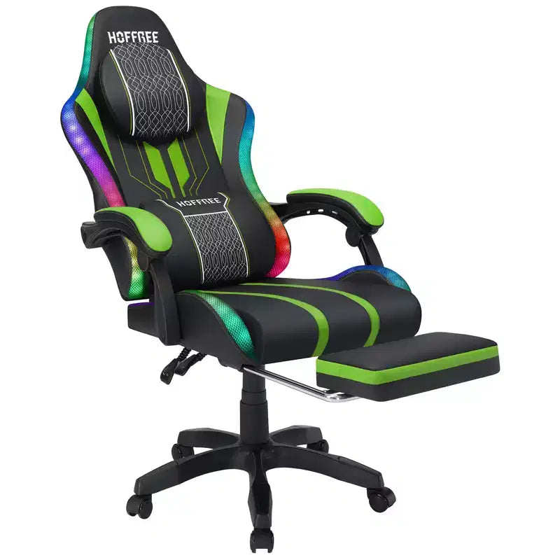 Fauteuil Gamer Massant XL Ergonomique de Bureau pour PC avec Haut-Parleur Bluetooth & Lumières RVB