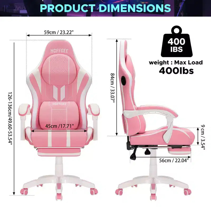 Fauteuil Gamer Massant XL Ergonomique de Bureau pour PC avec Haut-Parleur Bluetooth & Lumières RVB