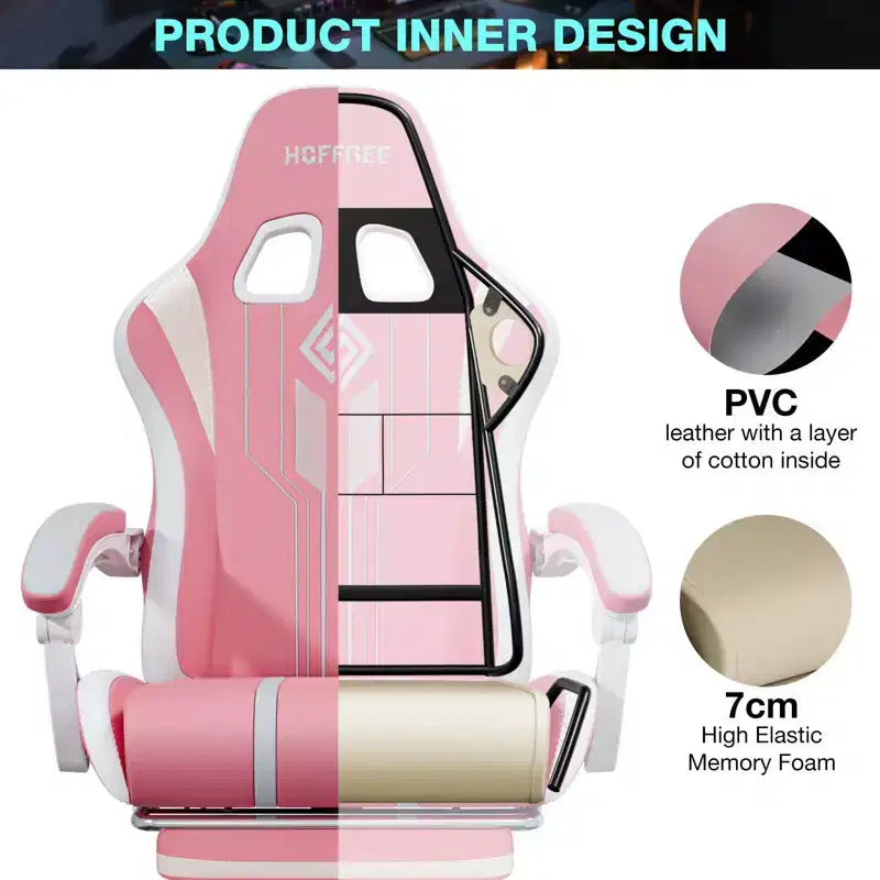 Fauteuil Gamer Massant XL Ergonomique de Bureau pour PC avec Haut-Parleur Bluetooth & Lumières RVB