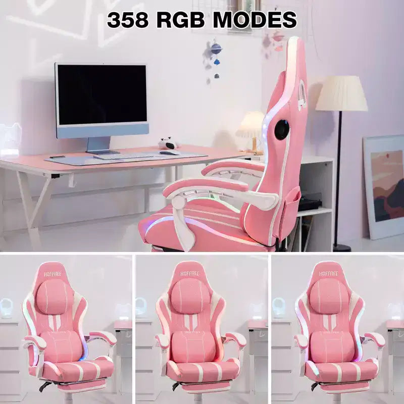Fauteuil Gamer Massant XL Ergonomique de Bureau pour PC avec Haut-Parleur Bluetooth & Lumières RVB