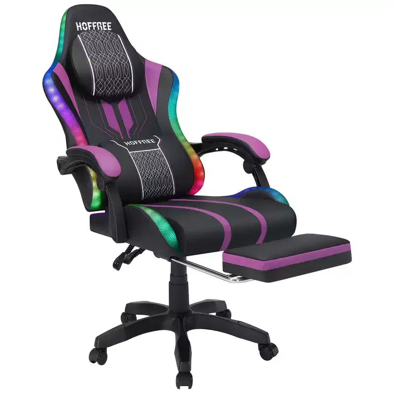 Fauteuil Gamer Massant XL Ergonomique de Bureau pour PC avec Haut-Parleur Bluetooth & Lumières RVB