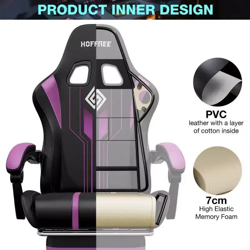 Fauteuil Gamer Massant XL Ergonomique de Bureau pour PC avec Haut-Parleur Bluetooth & Lumières RVB