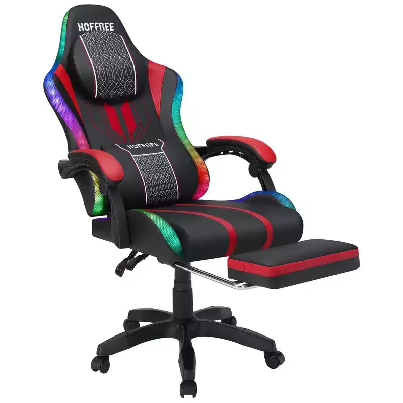 Fauteuil Gamer Massant XL Ergonomique de Bureau pour PC avec Haut-Parleur Bluetooth & Lumières RVB