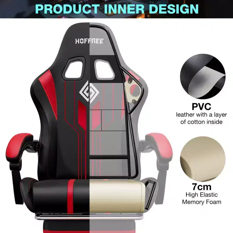 Fauteuil Gamer Massant XL Ergonomique de Bureau pour PC avec Haut-Parleur Bluetooth & Lumières RVB