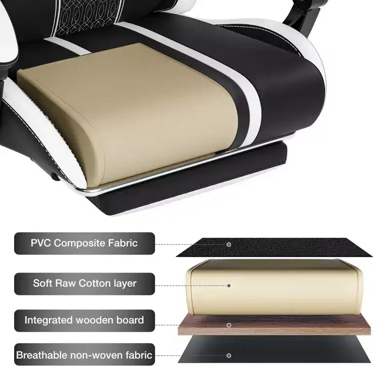 Fauteuil Gamer Massant XL Ergonomique de Bureau pour PC avec Haut-Parleur Bluetooth & Lumières RVB