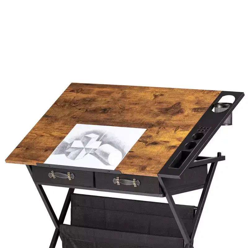 Table à dessin en bois / Table à dessin à roulettes / Table à dessin inclinable avec porte-crayon
