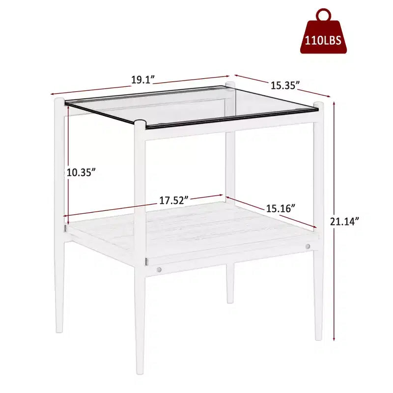 Lot de 2 tables d'appoint rectangulaires avec plateau en verre trempé, pour salon, verre gris