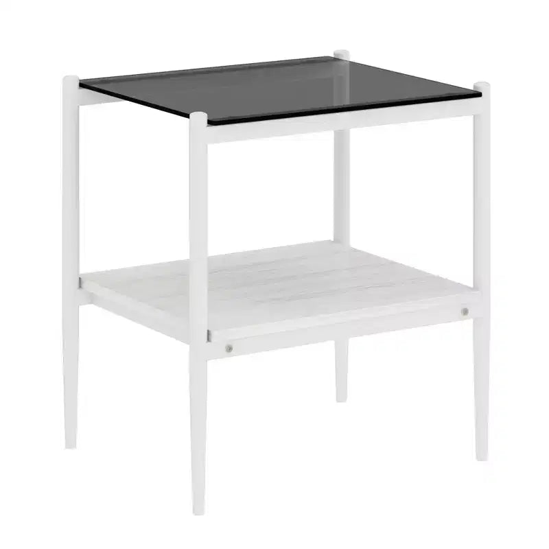 Lot de 2 tables d'appoint rectangulaires avec plateau en verre trempé, pour salon, verre gris