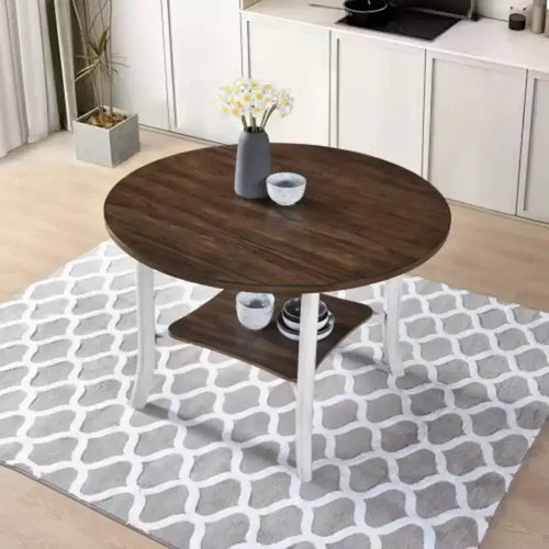 Table à manger ronde de 45,7 pouces avec étagère, hauteur de 30 pouces, design rétro de ferme moderne