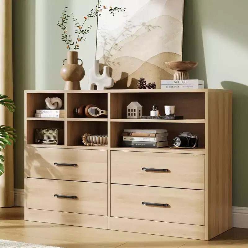 Commode à 4 tiroirs pour chambre à coucher, commode moderne, commode avec meuble TV et 6 compartiments de rangement pour salon, couloir