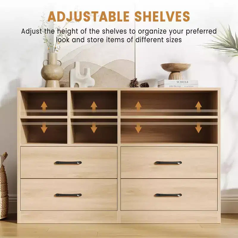 Commode à 4 tiroirs pour chambre à coucher, commode moderne, commode avec meuble TV et 6 compartiments de rangement pour salon, couloir