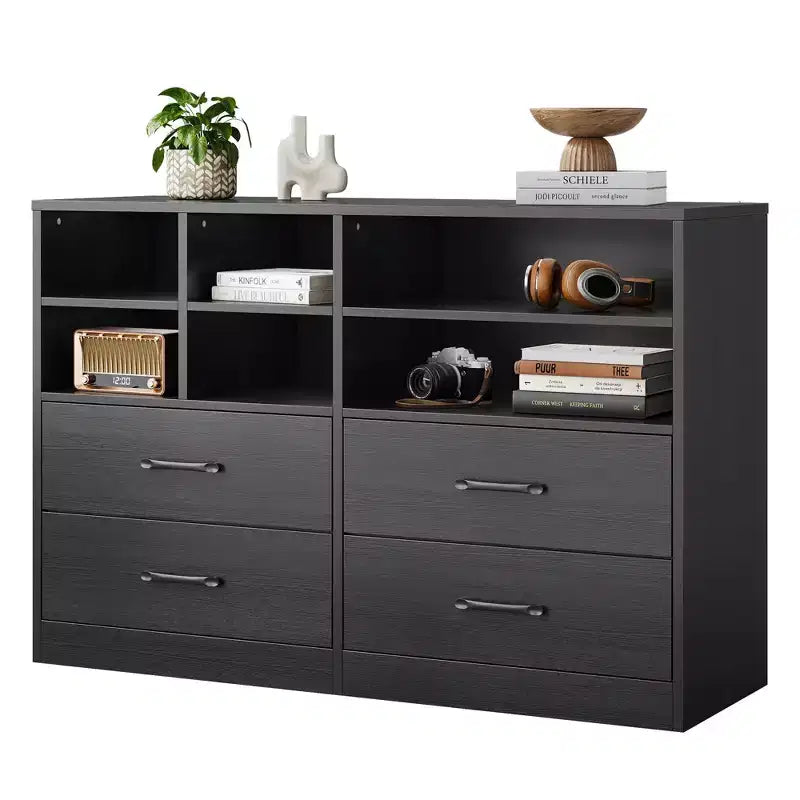 Commode à 4 tiroirs pour chambre à coucher, commode moderne, commode avec meuble TV et 6 compartiments de rangement pour salon, couloir