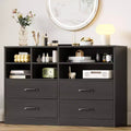 Garvee 4 Drawer Dresser for Bedroom, Modern Chest of Drawers, TV Stand Dresser Drawer Organizers with 6 Storage Cubbies for Living Room,Hallway