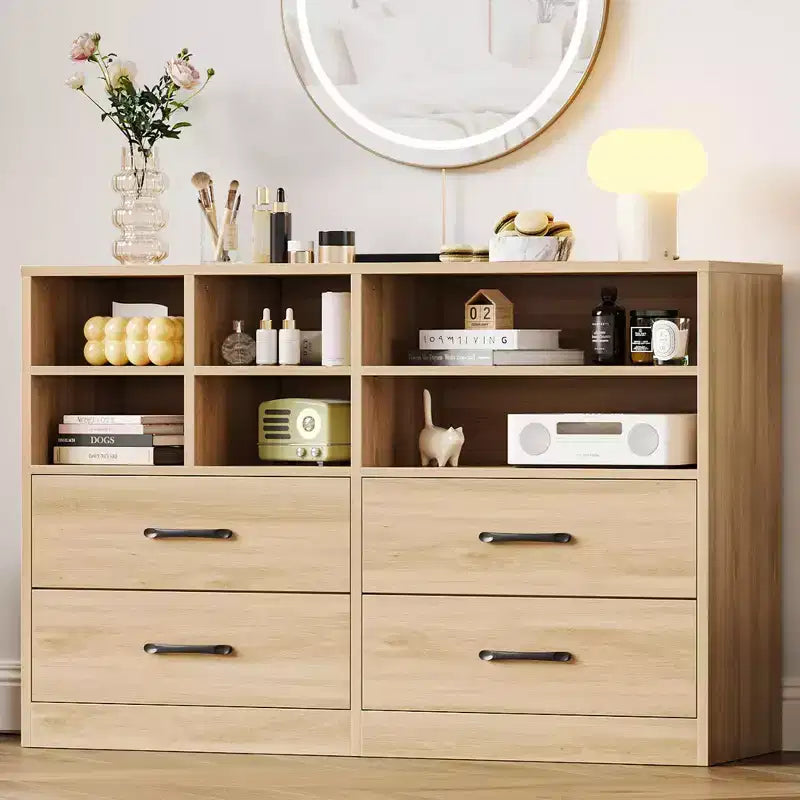 Commode à 4 tiroirs pour chambre à coucher, commode moderne, commode avec meuble TV et 6 compartiments de rangement pour salon, couloir