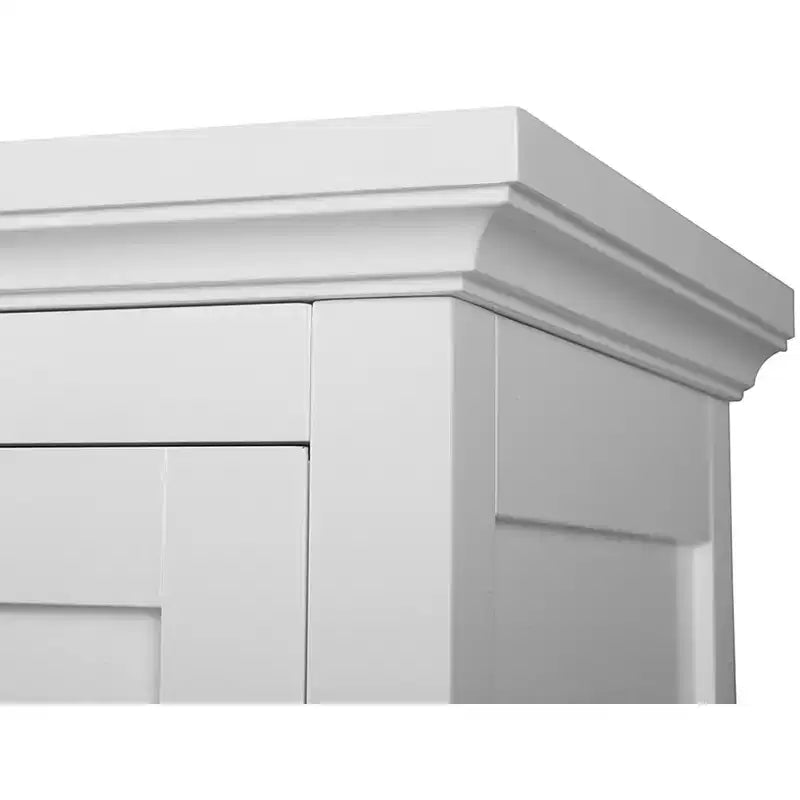 Meuble d'angle de sol en bois sur pied avec porte à persiennes factices, blanc