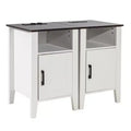 VEVOR Farmhouse End Table Set of 2, Nightstand with Charging Station, 3 Tiers Side Table with Storage Cabinet, End Table with USB Ports and Outlets