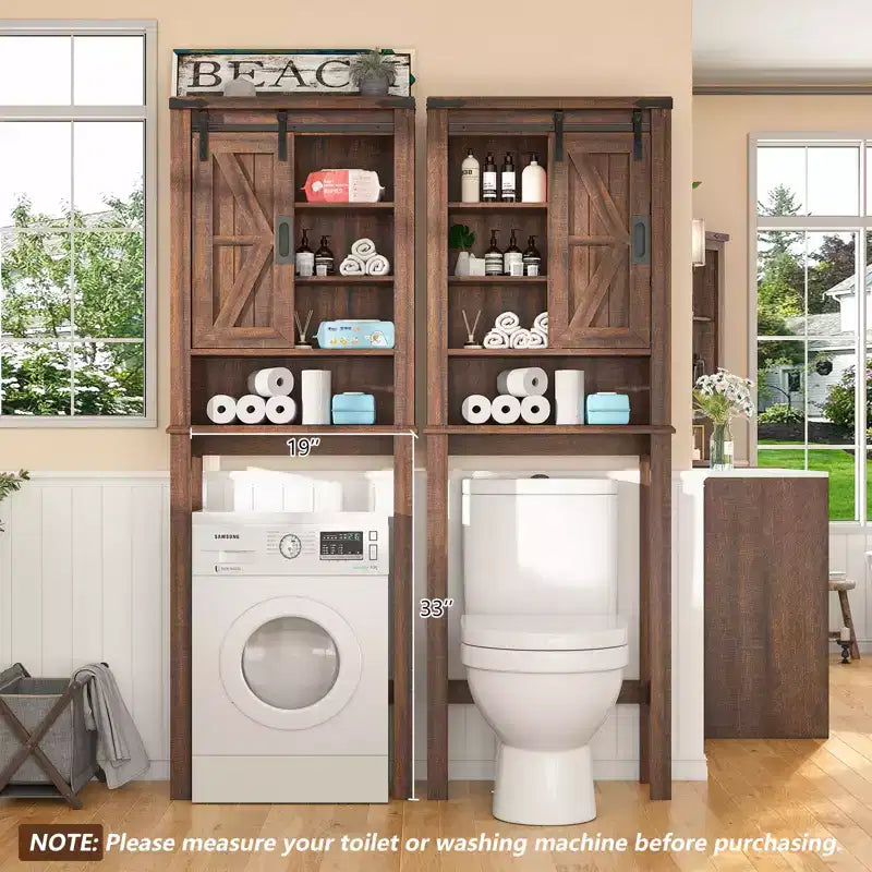 Armoire de salle de bain haute de 68 po Farmhouse avec porte coulissante style grange et étagères réglables, Bois de grange recyclé