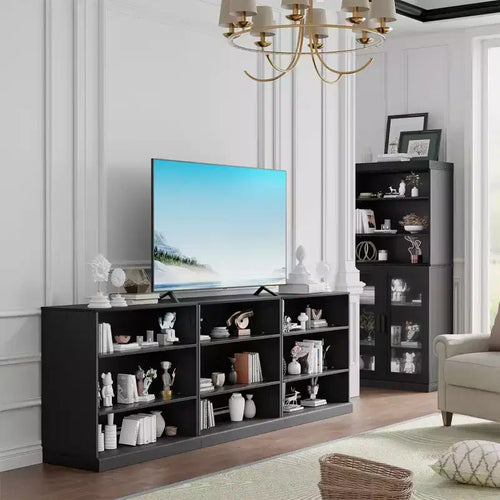 Armoire de rangement décorative en grain de bois noir sans porte de 31 po, pour chambre à coucher, salon