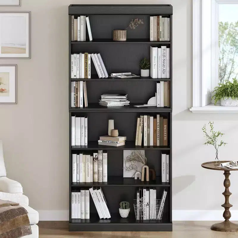 Armoire de rangement décorative en grain de bois noir sans porte de 31 po, pour chambre à coucher, salon