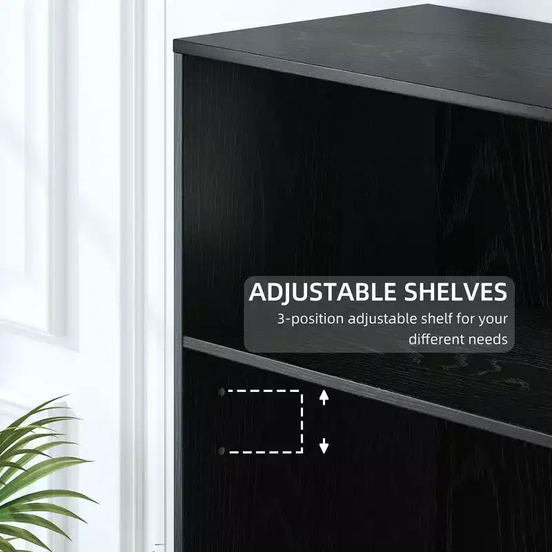 Armoire de rangement décorative en grain de bois noir sans porte de 31 po, pour chambre à coucher, salon
