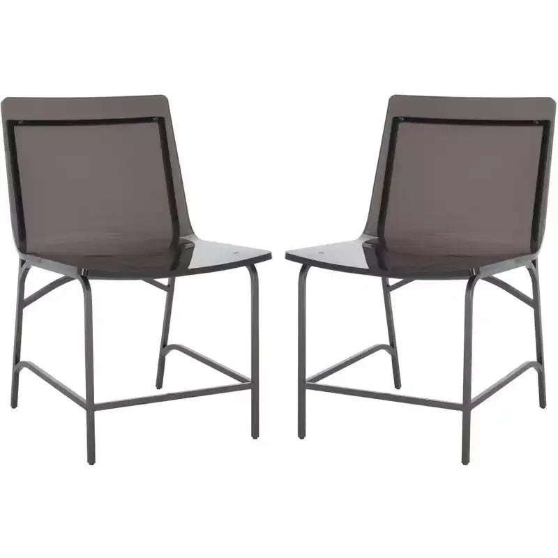 Bryant Acrylic Dining Chair (Set of 2) - SFV2566 - Smoke Grey/Gunmetal - Safavieh Couture