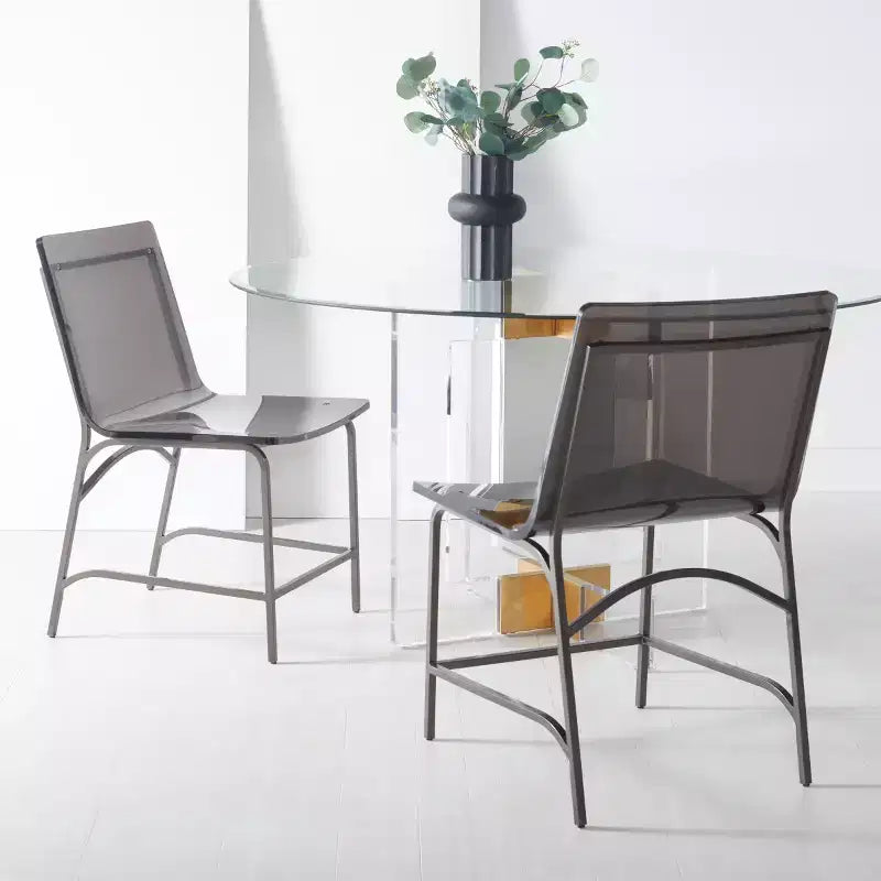 Chaise de salle à manger en acrylique (lot de 2) Gris fumée/Canon de fusil