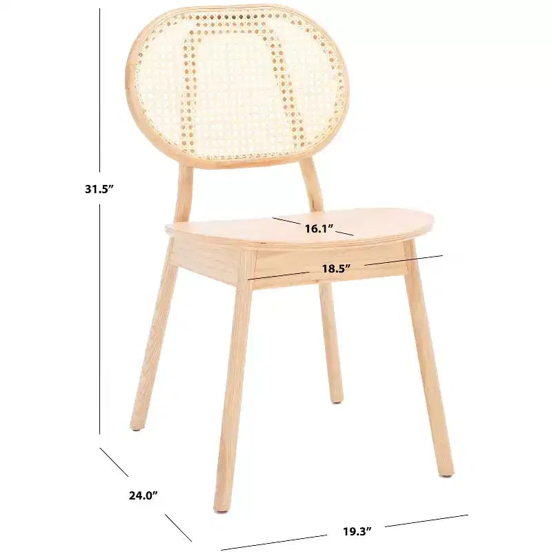 Chaise de salle à manger avec dossier en rotin (Lot de 2) - Naturel