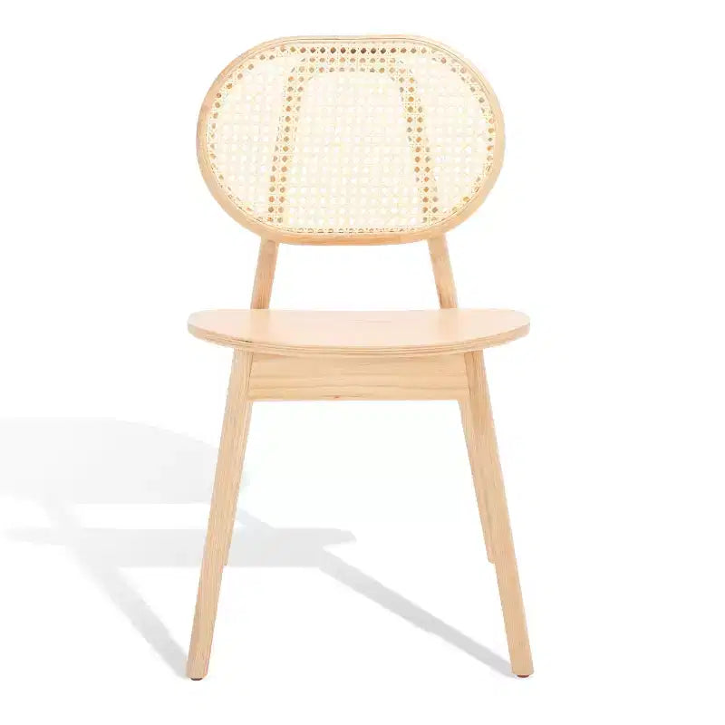 Chaise de salle à manger avec dossier en rotin (Lot de 2) - Naturel