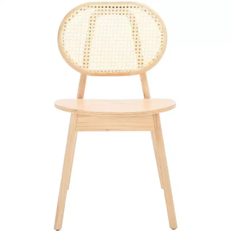 Chaise de salle à manger avec dossier en rotin (Lot de 2) - Naturel
