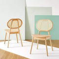Chaise de salle à manger avec dossier en rotin (Lot de 2) - Naturel