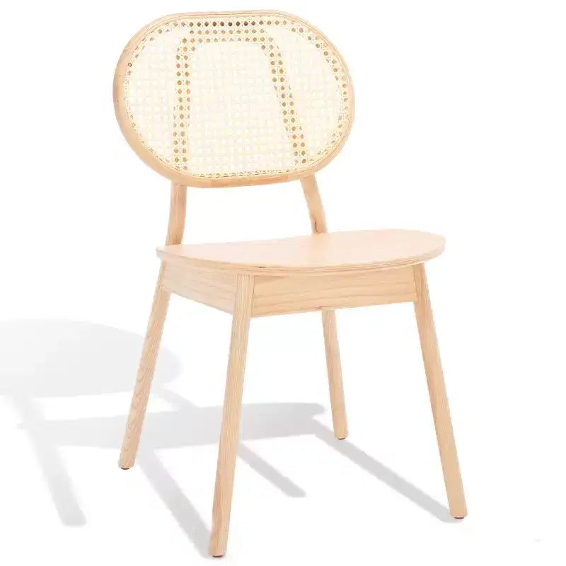 Chaise de salle à manger avec dossier en rotin (Lot de 2) - Naturel