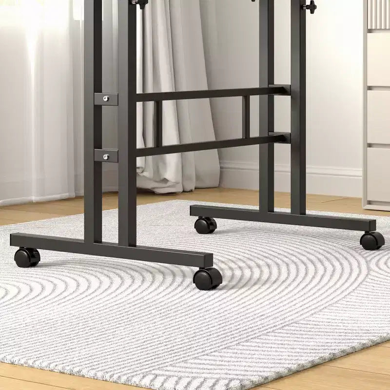 Bureau debout à hauteur réglable, postes de travail informatique avec plateau inclinable et roulettes verrouillables, bureau portable roulant pour ordinateur portable pour le bureau, marron