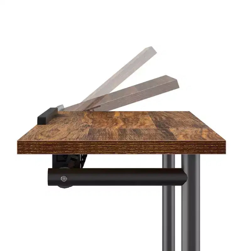 Bureau debout à hauteur réglable, postes de travail informatique avec plateau inclinable et roulettes verrouillables, bureau portable roulant pour ordinateur portable pour le bureau, marron