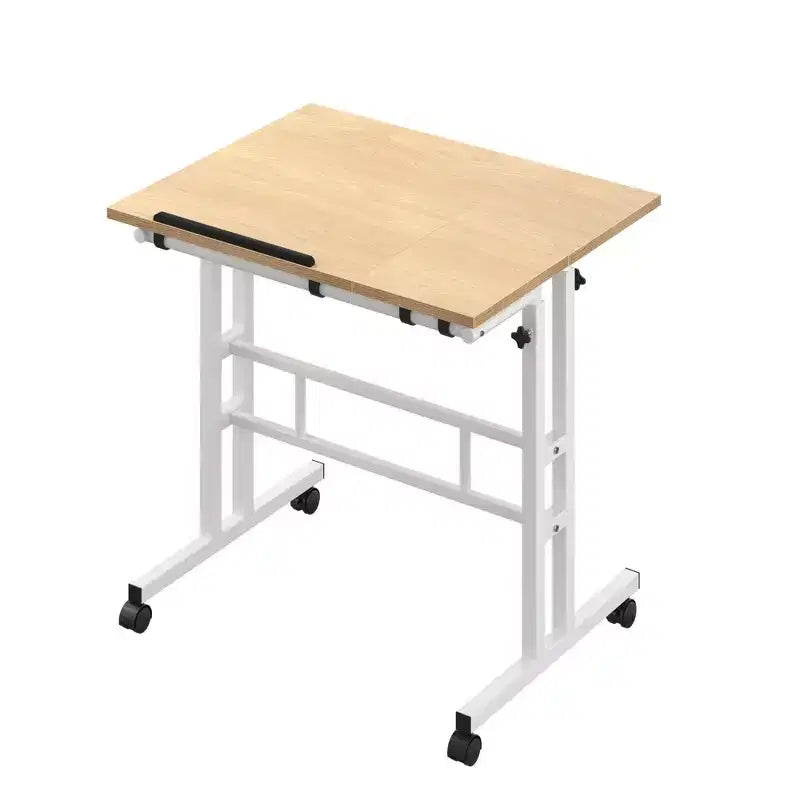 Bureau debout à hauteur réglable, postes de travail informatique avec plateau inclinable et roulettes verrouillables, bureau portable roulant pour ordinateur portable pour le bureau, marron