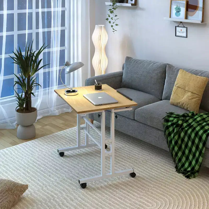Bureau debout à hauteur réglable, postes de travail informatique avec plateau inclinable et roulettes verrouillables, bureau portable roulant pour ordinateur portable pour le bureau, marron
