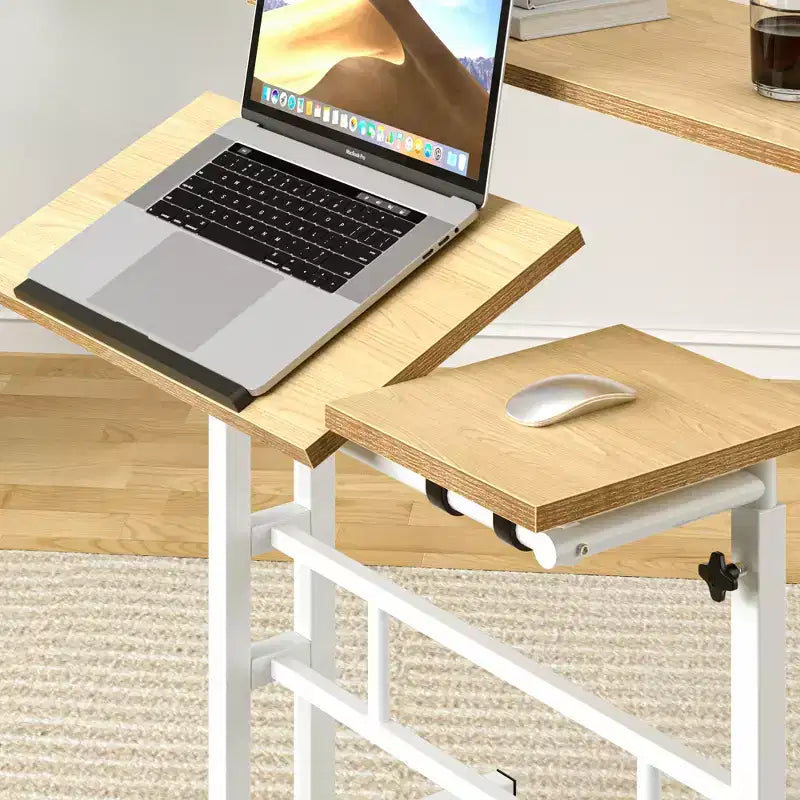 Bureau debout à hauteur réglable, postes de travail informatique avec plateau inclinable et roulettes verrouillables, bureau portable roulant pour ordinateur portable pour le bureau, marron