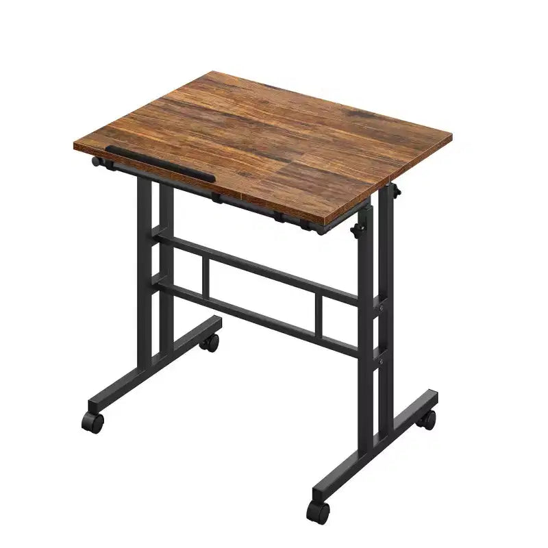 Bureau debout à hauteur réglable, postes de travail informatique avec plateau inclinable et roulettes verrouillables, bureau portable roulant pour ordinateur portable pour le bureau, marron