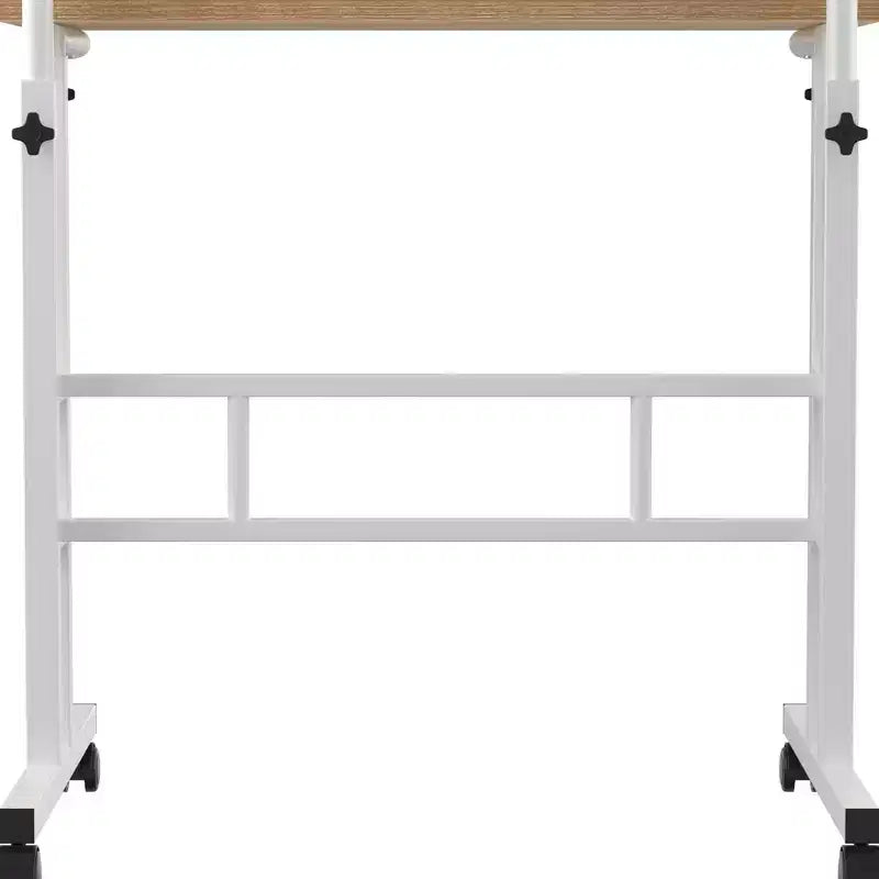 Bureau debout à hauteur réglable, postes de travail informatique avec plateau inclinable et roulettes verrouillables, bureau portable roulant pour ordinateur portable pour le bureau, marron
