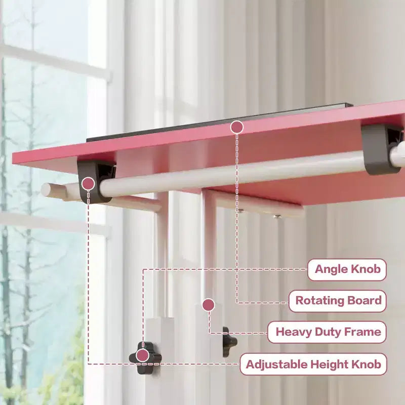 Bureau debout à hauteur réglable, postes de travail informatique avec plateau inclinable et roulettes verrouillables, bureau portable roulant pour ordinateur portable pour le bureau, marron