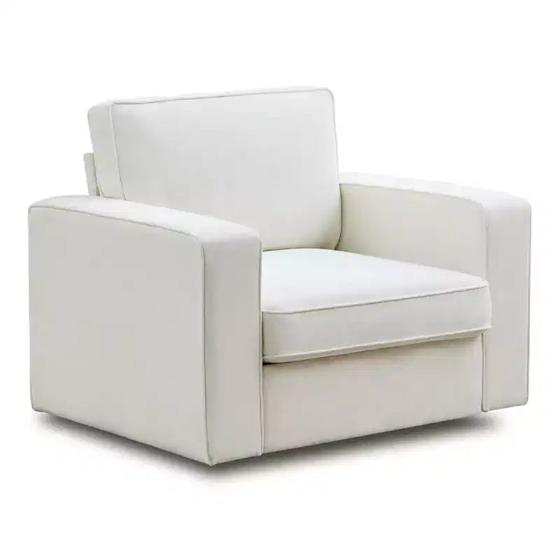 Fauteuil pivotant moderne 360 Accent, Fauteuil capitonné à accoudoirs carrés, Fauteuil inclinable simple en chenille confortable