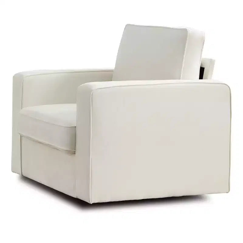Fauteuil pivotant moderne 360 Accent, Fauteuil capitonné à accoudoirs carrés, Fauteuil inclinable simple en chenille confortable
