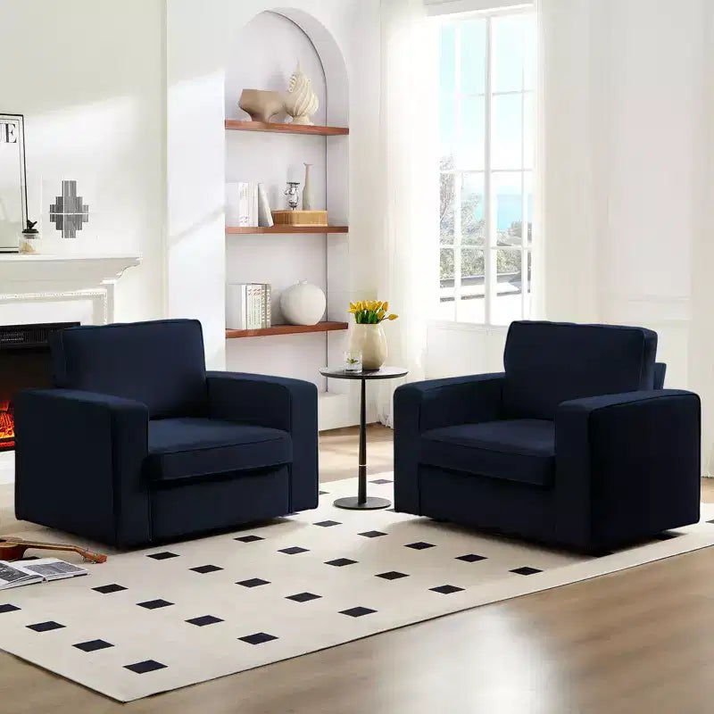 Fauteuil pivotant moderne 360 Accent, Fauteuil capitonné à accoudoirs carrés, Fauteuil inclinable simple en chenille confortable