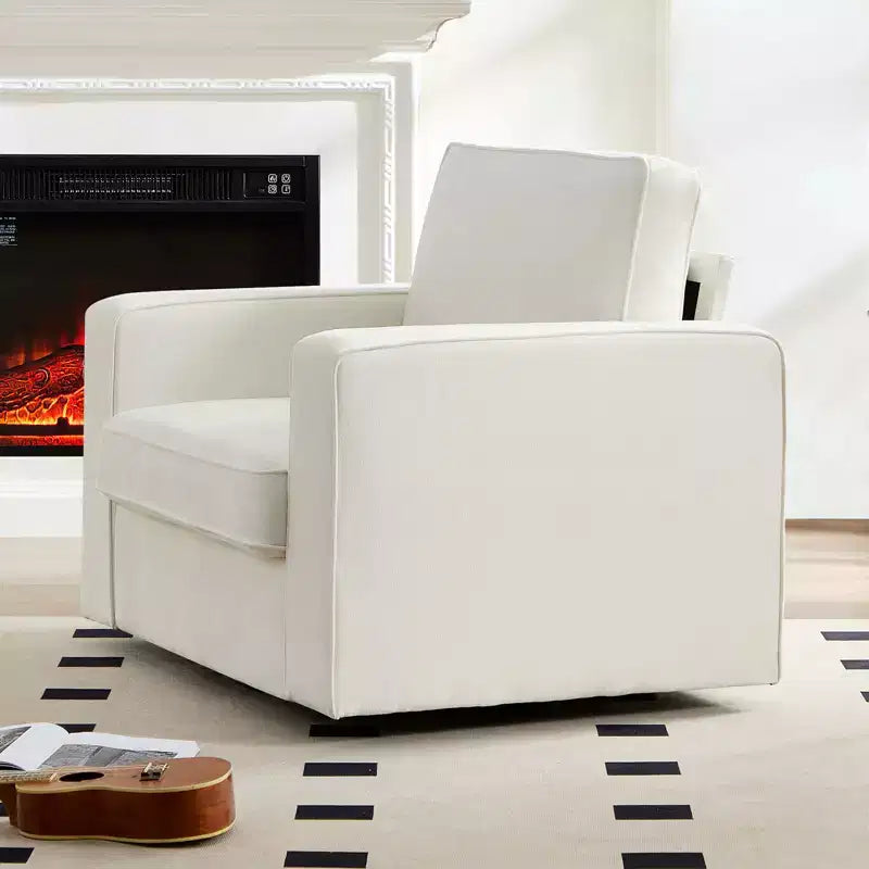 Fauteuil pivotant moderne 360 Accent, Fauteuil capitonné à accoudoirs carrés, Fauteuil inclinable simple en chenille confortable